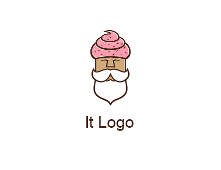 old bearded man with an ice cream turban