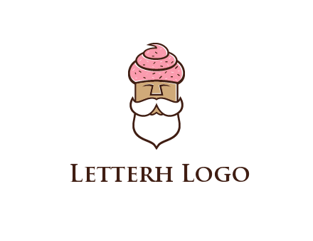 old bearded man with an ice cream turban