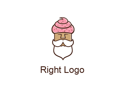 old bearded man with an ice cream turban