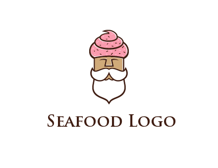 old bearded man with an ice cream turban
