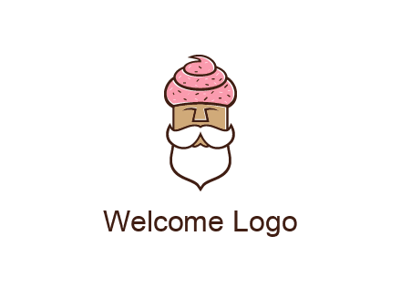 old bearded man with an ice cream turban