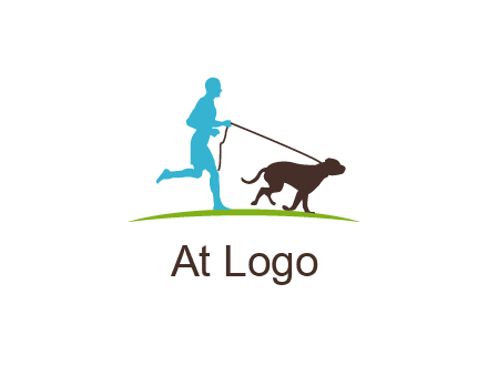 fitness logo of a jogger with dog