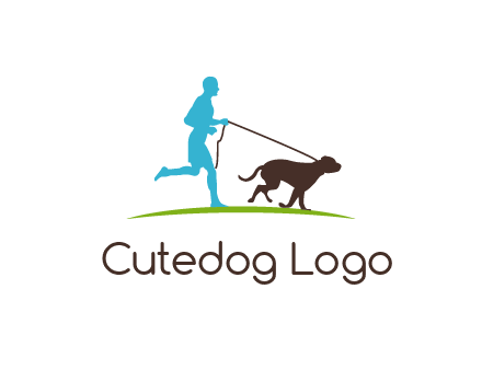 fitness logo of a jogger with dog