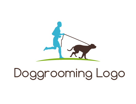 fitness logo of a jogger with dog
