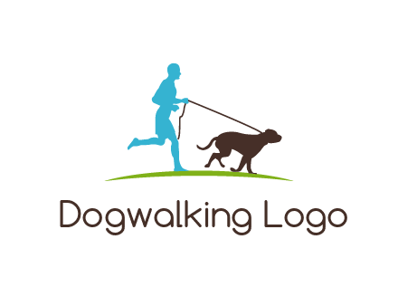 fitness logo of a jogger with dog