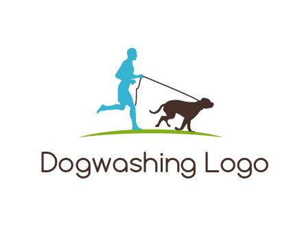 fitness logo of a jogger with dog