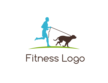 fitness logo of a jogger with dog