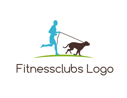 fitness logo of a jogger with dog