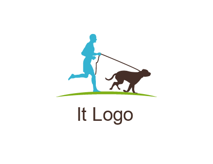 fitness logo of a jogger with dog
