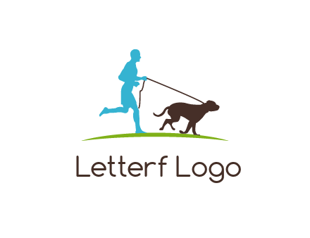 fitness logo of a jogger with dog