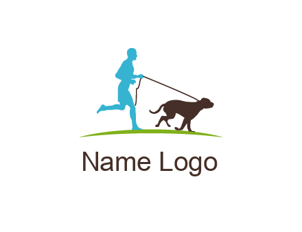 fitness logo of a jogger with dog