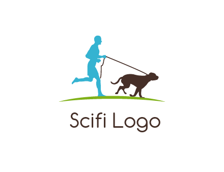 fitness logo of a jogger with dog