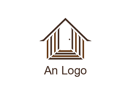 house construction logo with mandela effect on the stairs leading to a door
