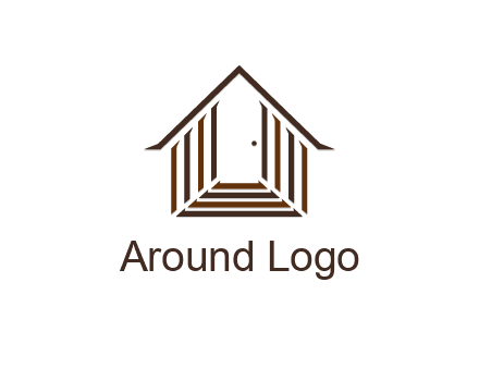 house construction logo with mandela effect on the stairs leading to a door