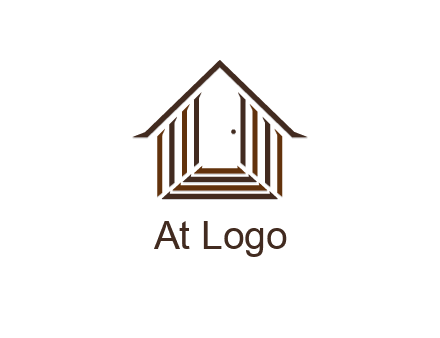 house construction logo with mandela effect on the stairs leading to a door