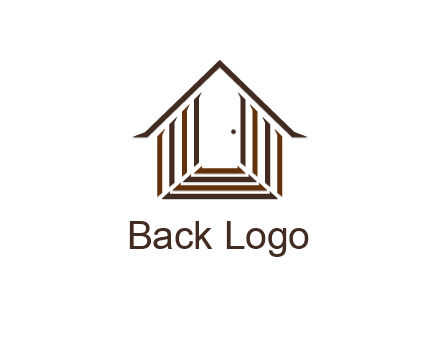 house construction logo with mandela effect on the stairs leading to a door