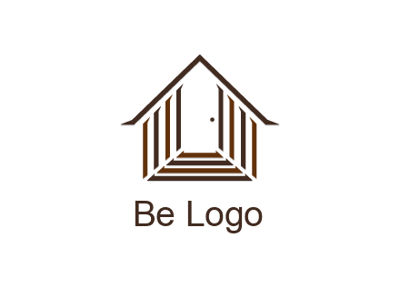 house construction logo with mandela effect on the stairs leading to a door
