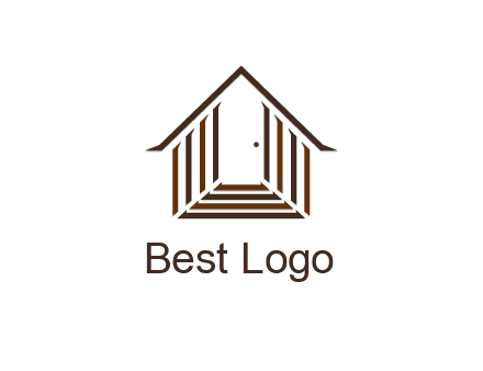 house construction logo with mandela effect on the stairs leading to a door