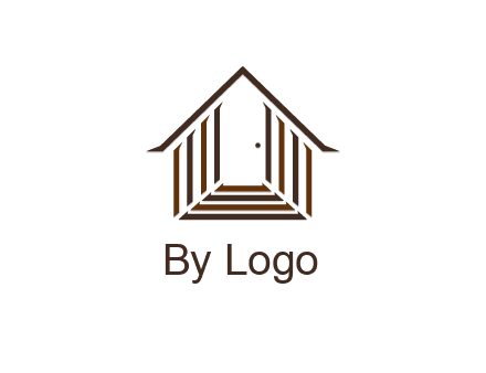 house construction logo with mandela effect on the stairs leading to a door