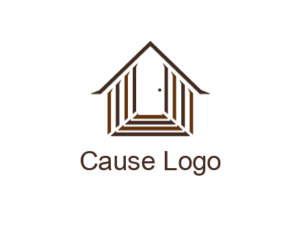 house construction logo with mandela effect on the stairs leading to a door