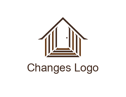 house construction logo with mandela effect on the stairs leading to a door