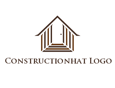 house construction logo with mandela effect on the stairs leading to a door