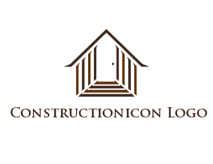 house construction logo with mandela effect on the stairs leading to a door