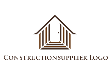 house construction logo with mandela effect on the stairs leading to a door