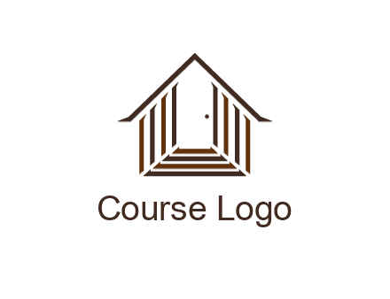 house construction logo with mandela effect on the stairs leading to a door