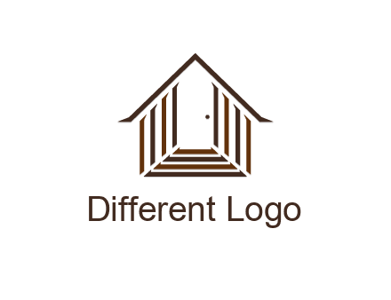 house construction logo with mandela effect on the stairs leading to a door