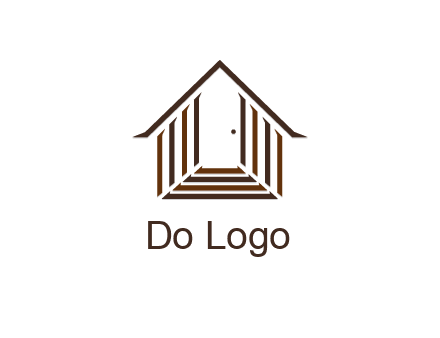 house construction logo with mandela effect on the stairs leading to a door