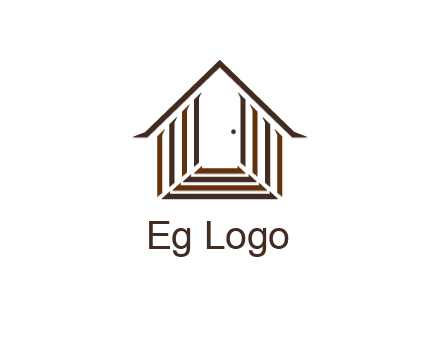 house construction logo with mandela effect on the stairs leading to a door