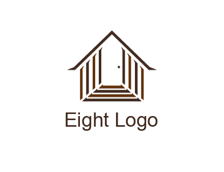 house construction logo with mandela effect on the stairs leading to a door