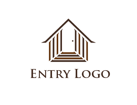 house construction logo with mandela effect on the stairs leading to a door