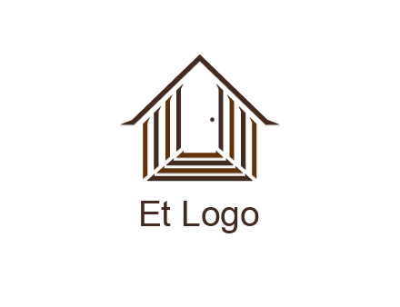 house construction logo with mandela effect on the stairs leading to a door