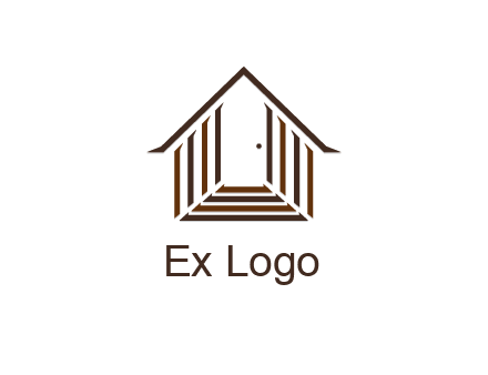house construction logo with mandela effect on the stairs leading to a door
