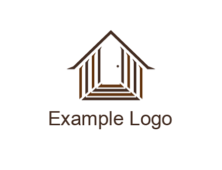 house construction logo with mandela effect on the stairs leading to a door
