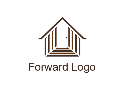 house construction logo with mandela effect on the stairs leading to a door