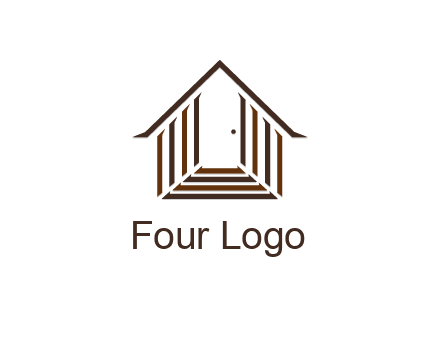 house construction logo with mandela effect on the stairs leading to a door