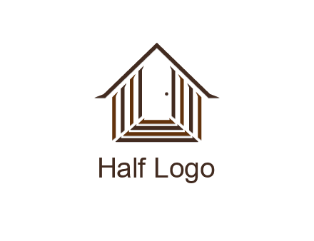 house construction logo with mandela effect on the stairs leading to a door