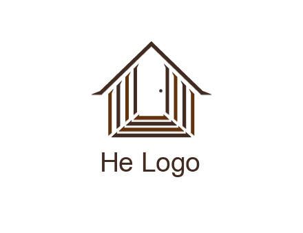 house construction logo with mandela effect on the stairs leading to a door