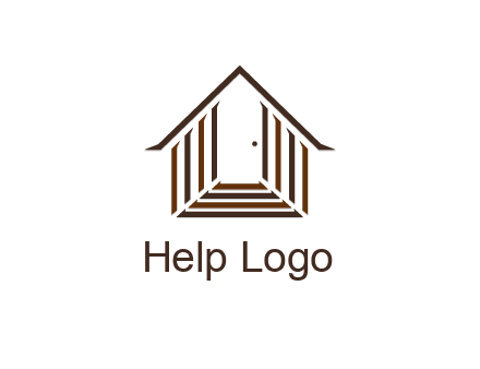 house construction logo with mandela effect on the stairs leading to a door