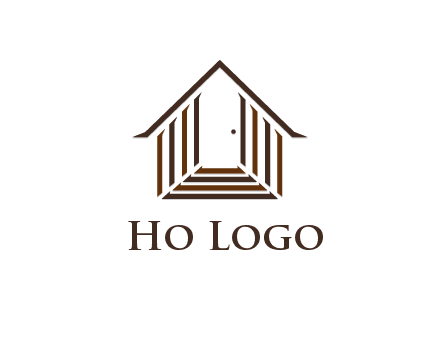 house construction logo with mandela effect on the stairs leading to a door
