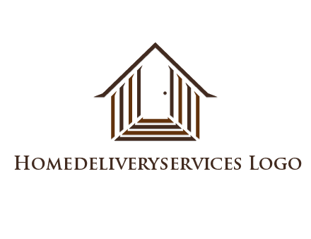 house construction logo with mandela effect on the stairs leading to a door