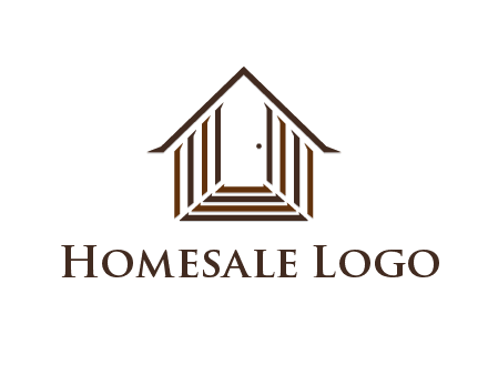 house construction logo with mandela effect on the stairs leading to a door