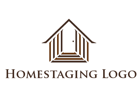 house construction logo with mandela effect on the stairs leading to a door
