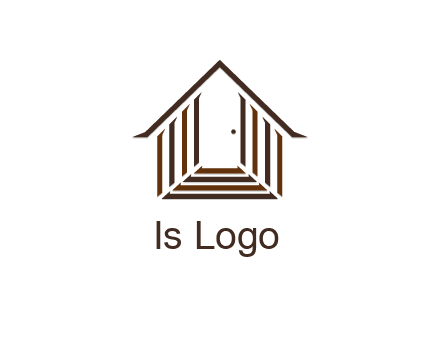 house construction logo with mandela effect on the stairs leading to a door