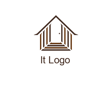 house construction logo with mandela effect on the stairs leading to a door