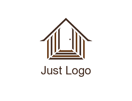 house construction logo with mandela effect on the stairs leading to a door