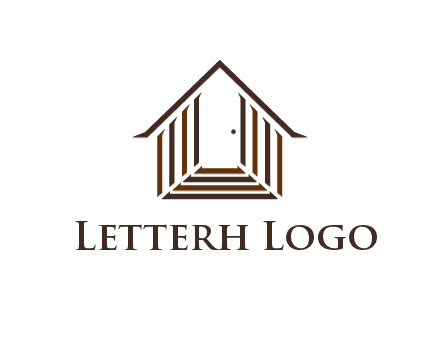 house construction logo with mandela effect on the stairs leading to a door